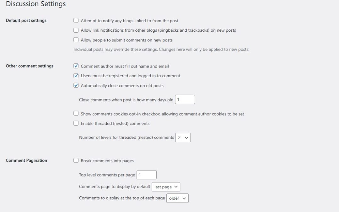 How to stop all comments in WordPress only from its settings